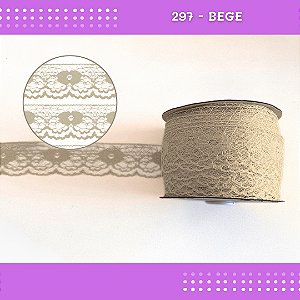 Renda De Poliamida R003 - 40mm - Rolo C/ 50 Mts Cor:Bege-297