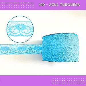Renda De Poliamida R003 - 40mm - Rolo C/ 50 Mts Cor:Azul-Turquesa-199