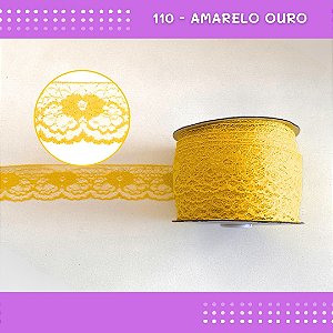 Renda De Poliamida R003 - 40mm - Rolo C/ 50 Mts Cor:Amarelo-Ouro-110