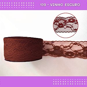 Renda De Poliamida R004 - 75mm - Rolo C/ 50 Mts Cor:Vinho-Escuro-173