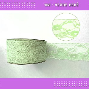 Renda De Poliamida R004 - 75mm - Rolo C/ 50 Mts Cor:Verde-Bebe-193