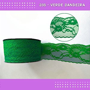 Renda De Poliamida R004 - 75mm - Rolo C/ 50 Mts Cor:Verde-Bandeira-235
