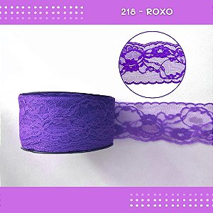 Renda De Poliamida R004 - 75mm - Rolo C/ 50 Mts Cor:Roxo-218