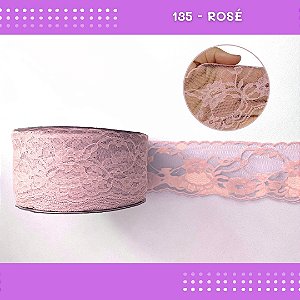 Renda De Poliamida R004 - 75mm - Rolo C/ 50 Mts Cor:Rose-135