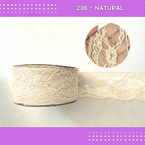 Renda De Poliamida R004 - 75mm - Rolo C/ 50 Mts Cor:Natural-296