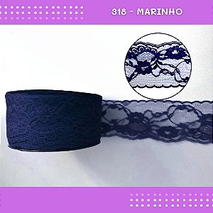 Renda De Poliamida R004 - 75mm - Rolo C/ 50 Mts Cor:Marinho-318