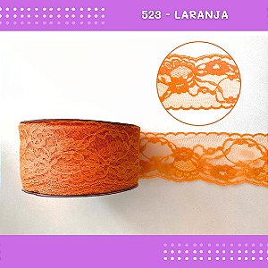 Renda De Poliamida R004 - 75mm - Rolo C/ 50 Mts Cor:Laranja-523