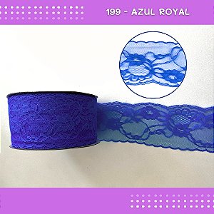 Renda De Poliamida R004 - 75mm - Rolo C/ 50 Mts Cor:Azul-Royal-207