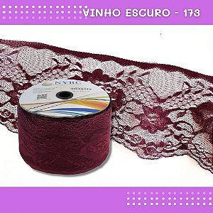 Renda De Poliamida R005 - 90mm - Rolo C/ 50 Mts - Cor:Vinho-Escuro-173