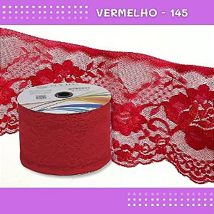 Renda De Poliamida R005 - 90mm - Rolo C/ 50 Mts - Cor:Vermelho-145