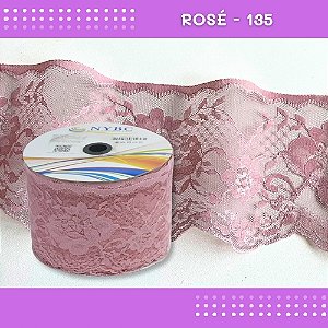 Renda De Poliamida R005 - 90mm - Rolo C/ 50 Mts - Cor:Rose-135