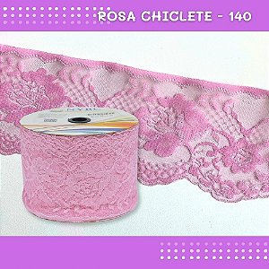 Renda De Poliamida R005 - 90mm - Rolo C/ 50 Mts - Cor:Rosa-Chiclete-140