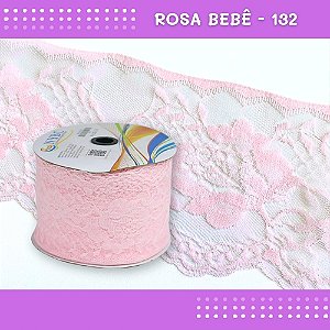 Renda De Poliamida R005 - 90mm - Rolo C/ 50 Mts - Cor:Rosa-Bebe-132