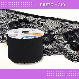 Renda De Poliamida R005 - 90mm - Rolo C/ 50 Mts - Cor:Preto-310