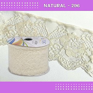 Renda De Poliamida R005 - 90mm - Rolo C/ 50 Mts - Cor:Natural-296