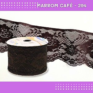 Renda De Poliamida R005 - 90mm - Rolo C/ 50 Mts - Cor:Marrom-Cafe-294