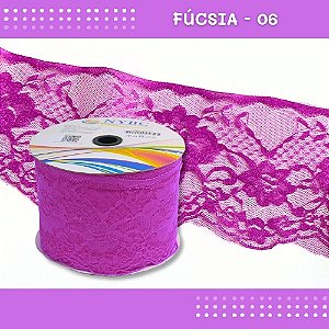 Renda De Poliamida R005 - 90mm - Rolo C/ 50 Mts - Cor:Fucsia-06