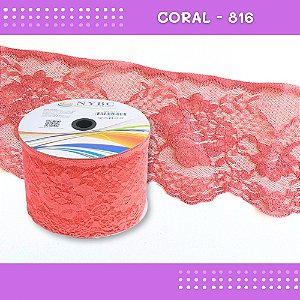 Renda De Poliamida R005 - 90mm - Rolo C/ 50 Mts - Cor:Coral-816