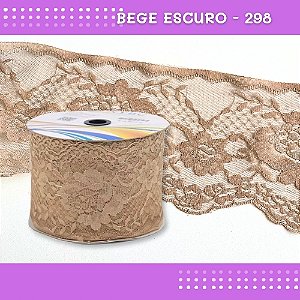 Renda De Poliamida R005 - 90mm - Rolo C/ 50 Mts - Cor:Bege-Escuro-298
