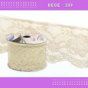 Renda De Poliamida R005 - 90mm - Rolo C/ 50 Mts - Cor:Bege-297
