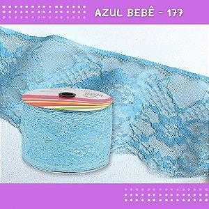 Renda De Poliamida R005 - 90mm - Rolo C/ 50 Mts - Cor:Azul-Bebe-177