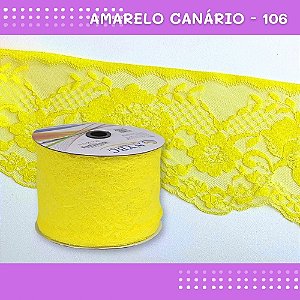 Renda De Poliamida R005 - 90mm - Rolo C/ 50 Mts - Cor:Amarelo-Canario-106