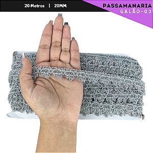 Fita Passamanaria Galao-03 - Tam: 20mm - Rolo C/20 Mts Cor:Prata