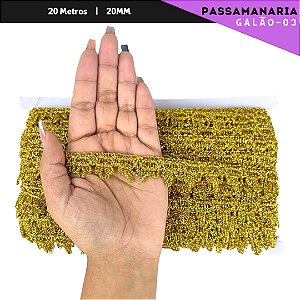 Fita Passamanaria Galao-03 - Tam: 20mm - Rolo C/20 Mts Cor:Ouro