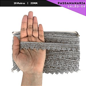 Fita Passamanaria Galao-04 - Tam: 20mm - Rolo C/20 Mts Cor:Prata