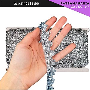 Fita Galão Passamanaria - 30mm - Ref:Galao-07 - Rolo C/20 Mts Cor:Prata