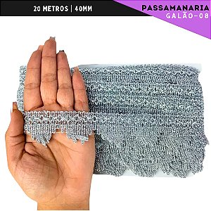 Fita Passamanaria Galao-08 - Tam: 40mm - Rolo C/20 Mts Cor:Prata