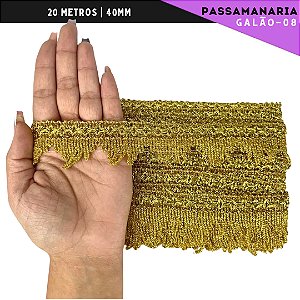 Fita Passamanaria Galao-08 - Tam: 40mm - Rolo C/20 Mts Cor:Ouro