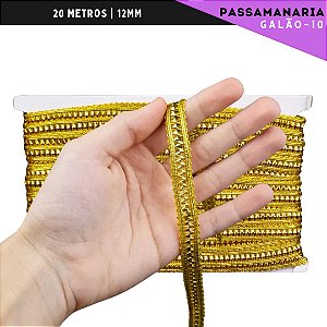 Fita Galão Passamanaria - 12mm - Ref:Galao-10 - Rolo C/20 Mts Cor:Ouro