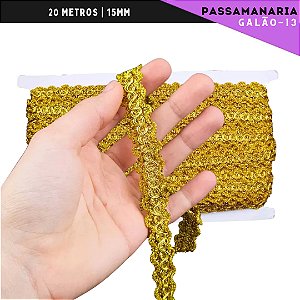 Fita Passamanaria Galao-13 - Tam: 15mm - Rolo C/20 Mts Cor:Ouro