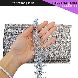 Fita Passamanaria Galao-16 - Tam: 35mm - Rolo C/20 Mts Cor:Prata