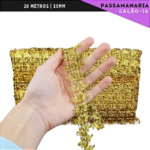 Fita Passamanaria Galao-16 - Tam: 35mm - Rolo C/20 Mts Cor:Ouro