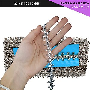 Fita Passamanaria Galao-18 - Tam: 20mm - Rolo C/20 Mts Cor:Prata