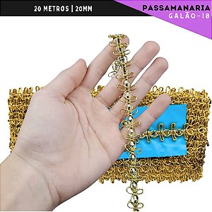 Fita Passamanaria Galao-18 - Tam: 20mm - Rolo C/20 Mts Cor:Ouro