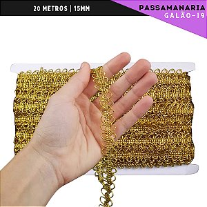 Fita Passamanaria Galao-19 - Tam: 15mm - Rolo C/20 Mts Cor:Ouro