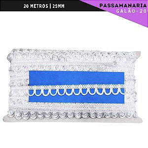 Fita Passamanaria Caseado Galao-20 - Tam: 15mm - Rolo C/20 Mts Cor:Branco-101