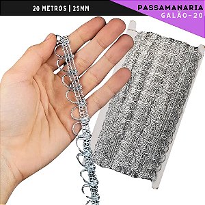 Fita Passamanaria Galao-20 - Tam: 15mm - Rolo C/20 Mts Cor:Prata