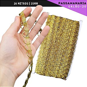 Fita Passamanaria Galao-20 - Tam: 15mm - Rolo C/20 Mts Cor:Ouro