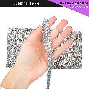 Fita Galão Passamanaria - 20mm - Ref:Galao-29 - Rolo C/20 Mts COR:PRATA