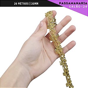 Fita Galão Passamanaria - 20mm - Ref:Galao-24 - Rolo C/20 Mts COR:OURO