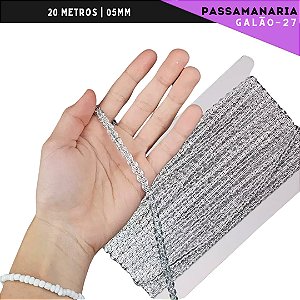 Fita Galão Passamanaria - 0.5mm - Ref:Galao-27 - Rolo C/20 Mts Cor:PRATA