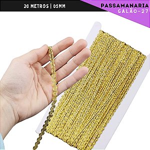 Fita Galão Passamanaria - 0.5mm - Ref:Galao-27 - Rolo C/20 Mts Cor:OURO