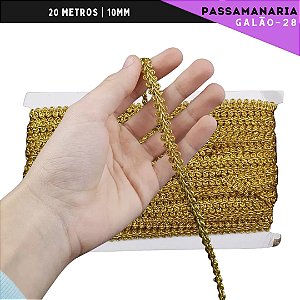 Fita Galão Passamanaria Ref:Galao-28 -10mm - Rolo C/20 Mts Cor:OURO