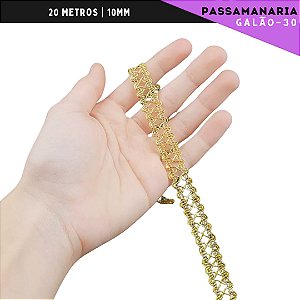 Fita Galão Passamanaria - 10mm - Ref:Galao-30 - Rolo C/20 Mts COR:OURO