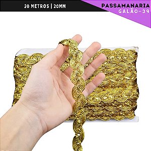 Fita Galão Passamanaria - 20mm - Ref:Galao-39 - Rolo C/20 Mts COR:OURO