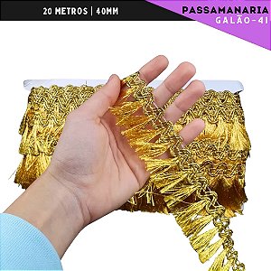 Fita Galão Passamanaria - 40mm - Ref:Galao-41 - Rolo C/20 Mts Cor:Ouro